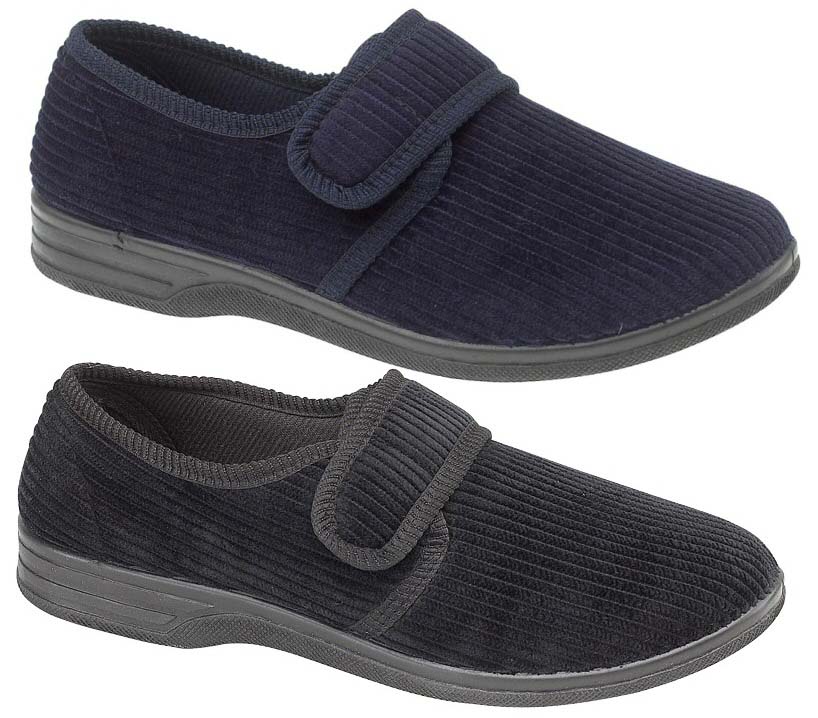 mens leather velcro slippers